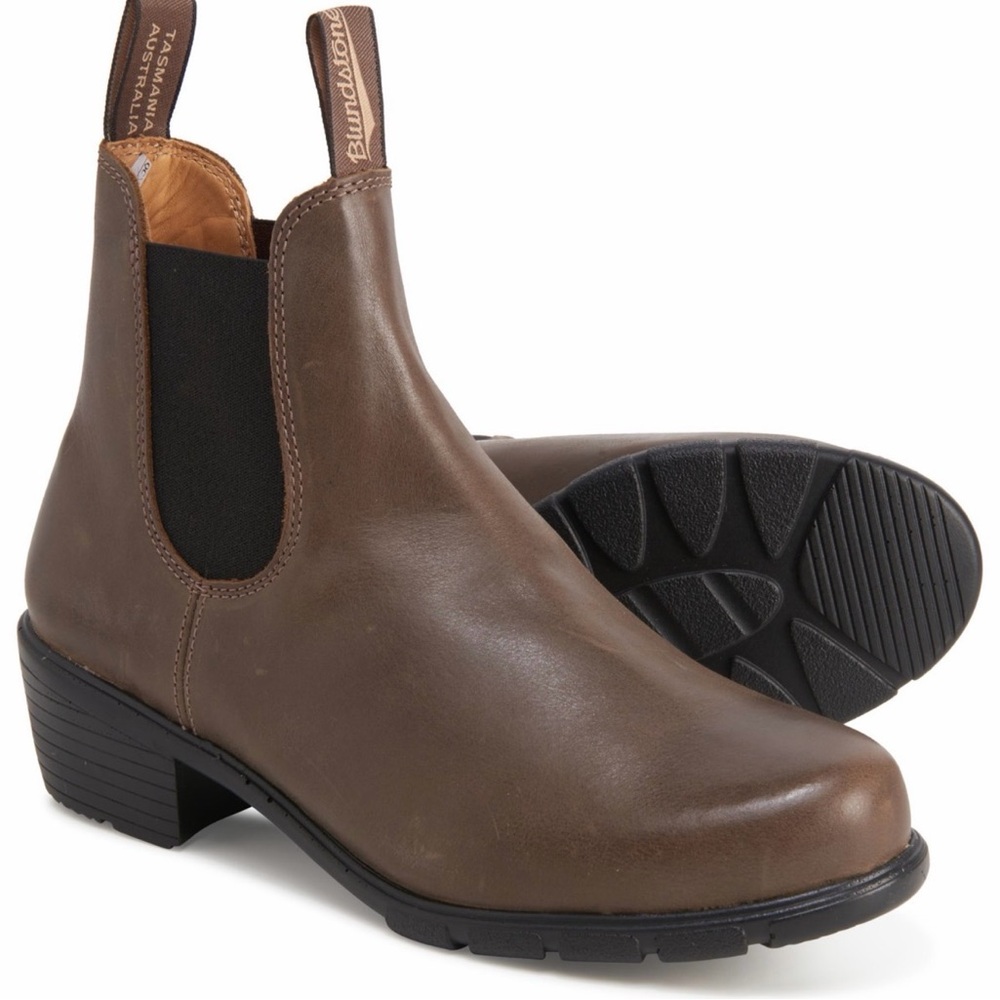 Blundstone Brown Leather 1672 Chelsea Heeled Boots